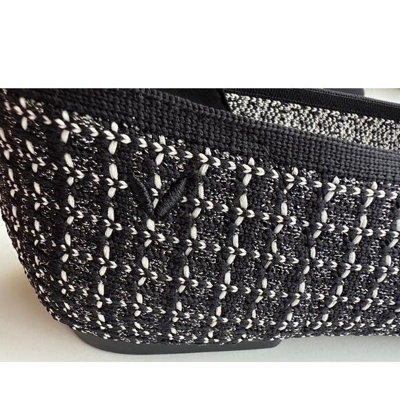 NWT Vivaia Margot 2.0 Square Toe Ballet Flats iBlack Silver Tweed Size 41W/ 10W - Picture 5 of 9